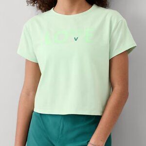 ATHLETA Girl Green Love Tennis Racket Relaxed Tee Top Size XXL/16 NEW